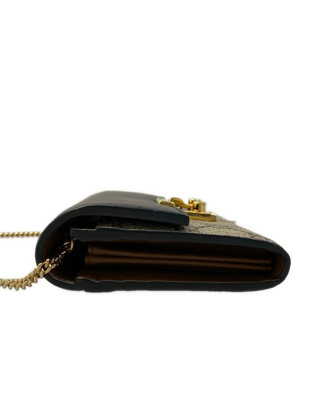 Gucci Wallet Padlockgg Plus GG Supreme Dark Brown Beige Black Chain Leather - Picture 10 of 13